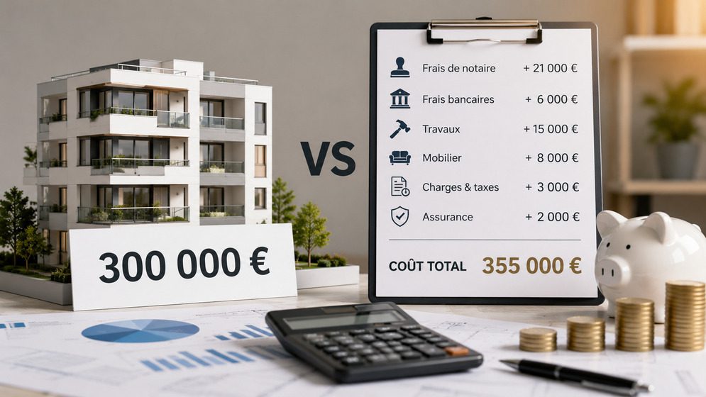 Différence prix affiché vs coût total immobilier